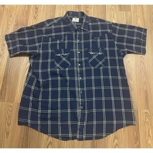 Dee Cee Shirt Mens Extra Large Western Pearl Snap Plaid USA 70s Vintage